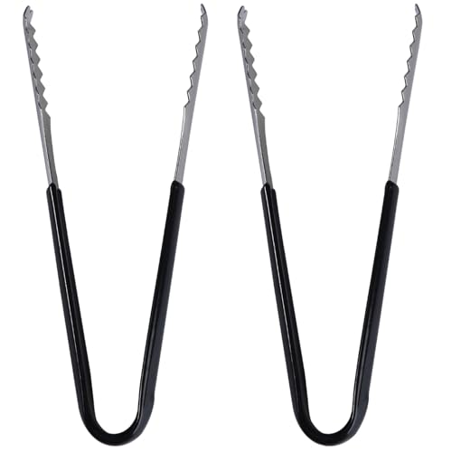 MAGICLULU Stainless Steel Ice Tongs with Serrated Teeth and Rubber Wrapped Handle 5.90 Inch Non-Slip Bar Serving Tongs for Ice Buckets Home Kitchen Office Catering