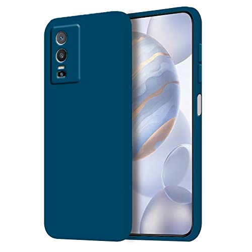 HONLEN Funda Compatible para Vivo Y76 5G Case, (6.58' Inches) Líquida TPU Silicona Cover con Anti-Rasguño, Cáscara Suave Cubierta Azul Zafiro