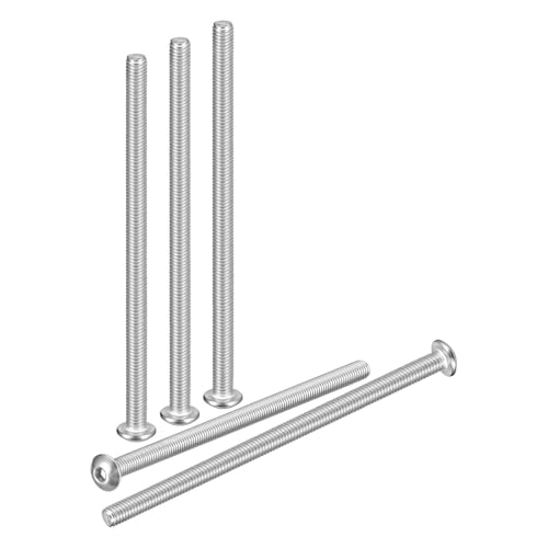 DTGN M5-0.8x100mm Button Head Socket Cap Screws - 5Pack - Good for Road Bicycle, Mountain Bike, Auto, Motorcycle - 304 Stainless Steel Whitewashed - Hex Socket Drive Fasteners