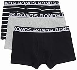 Bonds 3 x Mens Everyday Trunks Underwear Black Stripe/Grey/Black S Striped