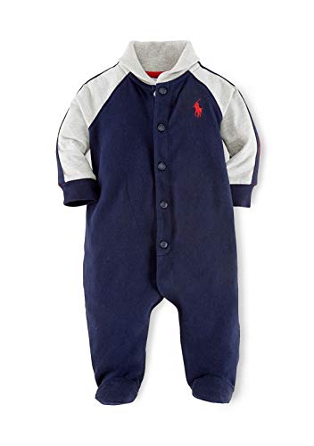Polo Ralph Lauren Kids Baby Boy's Rugby Jersey Shawl Collar Coverall (Infant) French Navy 3 mos