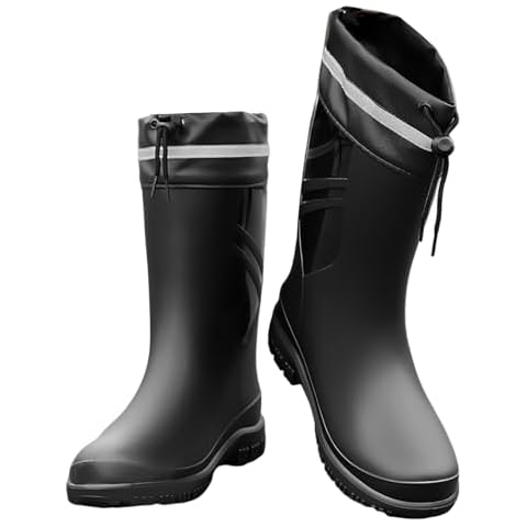 Ovyuzhen Rain Boots for Men Garden Boots Waterproof Mens Rubber Shoes with PVC Comfort Lightweight Work Mud Boots Resistant Durable Slip for Fishing Farming Gardening Cover