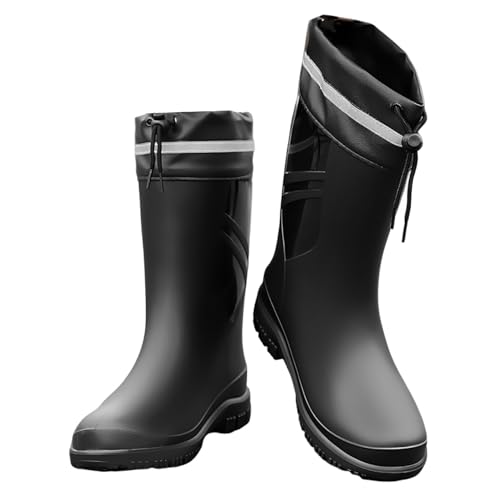 Rain Boots for Men Garden Boots Waterproof Mens Rubber Shoes with PVC Comfort Lightweight Work Mud Boots Resistant Durable Slip for Fishing Farming Gardening