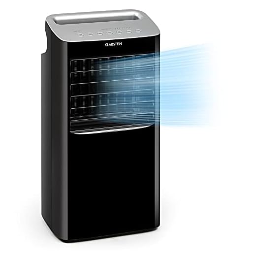 Klarstein Aire Acondicionado Portatil 5 en 1, Climatizador Aire 68 W Silencioso, Modo Noche, con Ionizador, Humidifiicador, Ventilador, Purificador, Aparatos de Aire Flujo Aire 384m³/h