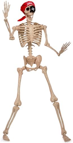 JOYIN 5 FT Halloween Posable Skeleton Life Size, Full Body Moveab...