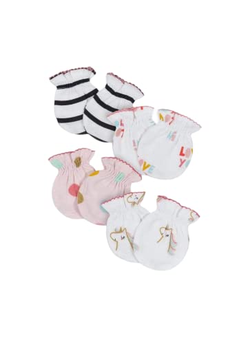 Gerber 4 Pack Organic Cotton Baby Girl Rainbow Mittens (Size 0-3 Months)