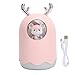 YUUGAA Humidificador de Aire, humidificador de Aire silencioso Funciona con luz Ambiental Colorida Tipo de Cuerno de Ciervo navideño enchufable USB(Rosado)