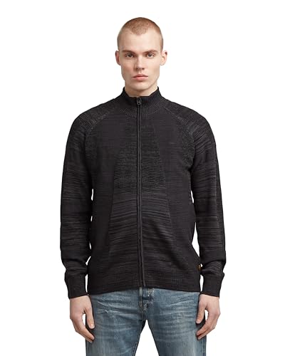 G-Star 3D Biker Full Zip Knit Men's Sweatshirt, Multicolor (Dk Black/Asfalt D26778-c259-7242), XL