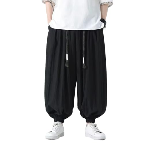 Pantalon large homme coton lin léger style jogging sarouel ample