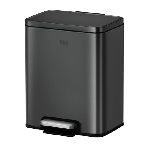 La Mejor Lista de Bote de basura moderno , tabla con los diez mejores. 41 EKO Madison Bote de Basura 12L Negro acero cepillado, bote de basura cocina, pedal resistente, bote de basura baño, cierre suave, botes de basura, botes de basura para baño