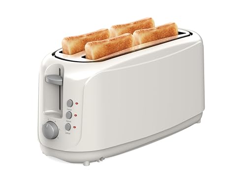 SEEDEEM 4 Slice Toaster, Extra Wide Slots Bread Toaster with 6 Shade Settings, Bagel/Cancel/Defrost/Reheat Functions, Removable Crumb Tray, Auto Shut-Off, Ivory White by SEEDEEM - Used condition - US$35.83