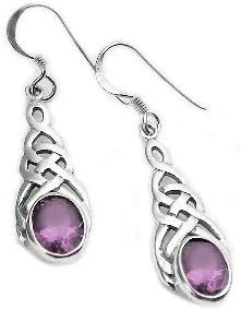 Miniatura 2 de Plata de ley Celta Nudo Amatista Gota gancho arete