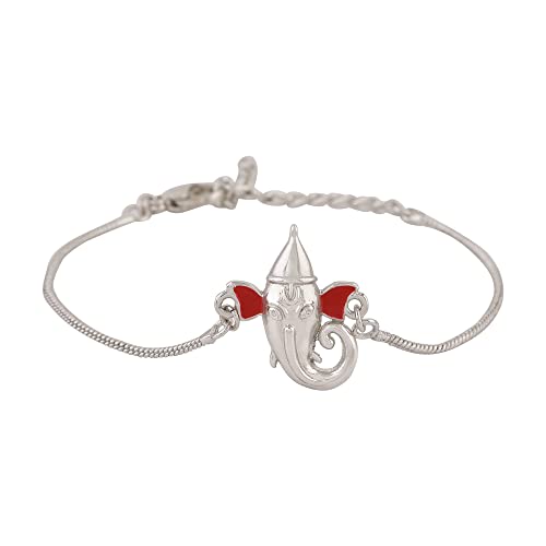 Estele Rhodium Plated Shiney Ganesh Bracelet For Men & Women (B0B4WG3VB4) Amazon Price History, Amazon Price Tracker
