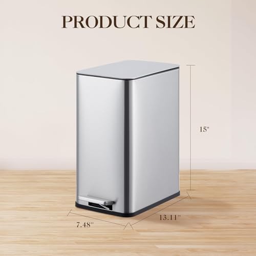 Caneca de basura rectangular de acero inoxidable 10L miniatura 3