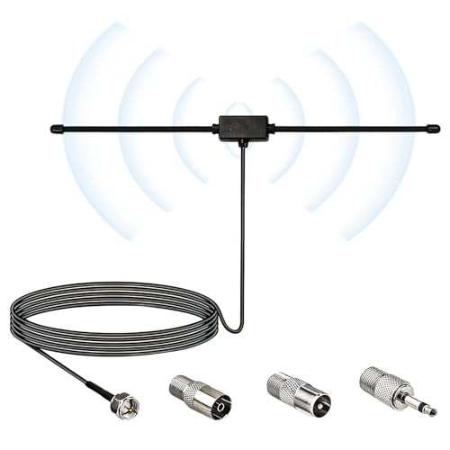 Dab Antena Radio FM con Cable de 3m, 75 Ohm, para HiFi y Cine en Casa