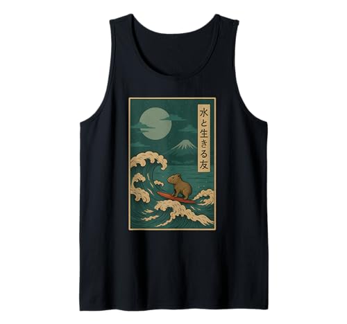 Capybara Japonais Vague de Surf pour Hommes, Femmes, Enfants Débardeur