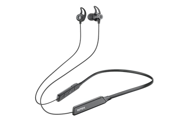 Intex Musique Trend Bluetooth in Ear Wireless Neckband with Up to 30H Playtime Fast Charge, Dual Connectivity, Inbuilt AI Assistant and Magnet Earbuds Lock (Pearl Black)