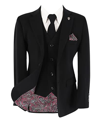 Costume de funérailles garçon noir ensemble formel coupe ajustée confortable