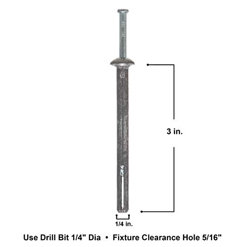 Wej-It Nail-It Dn1411 Drive Anchor, Zamac Alloy, Zinc Plated Finish, Meets Gsa Ffs-325 Group V Type 2 Class 2 Specifications, 1/4" Diameter, 1-1/4" Length (Pack Of 100) #TOP1