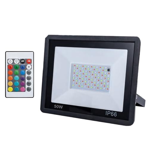 Focos Inundación | Focos Exteriores Impermeables,Iluminación RGB Impermeable con Mando a Distancia para Jardín Patio Trasero y Entrada
