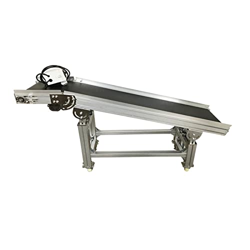 LGXEnzhuo 59 X 11.8 inch Electric Plane Ramp Conveyor Machine Flat Slope Type PVC Belt Conveyor Machine Height Adjustable from 19.6 to 31.5 inch 110V 120W Black