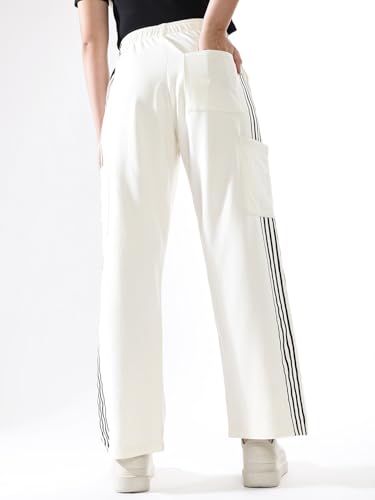 Image of High Star Women Solid Wide Leg High-Rise Casual Cotton Track Pants