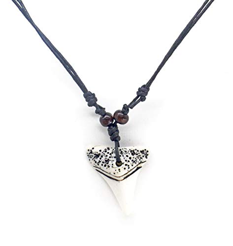 Scddboy Shark Tooth Resin Necklace For Mens Beach Surfer Adjustable Cord Necklace #TOP7