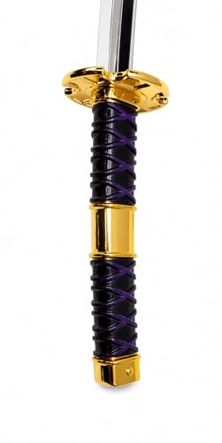 Image of Anime Katana Sword, Demon Slayer Inspired Cosplay Prop, Stainless Steel Blade, Gold Finish, 30 cm (Black & Red)