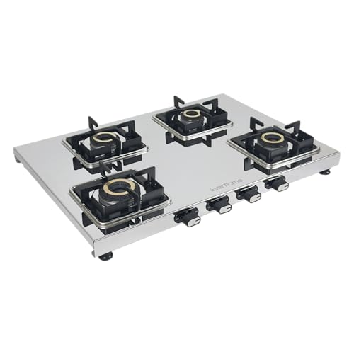 Image of Everflame Prime Gas Stove| 4 Burner Stainless Steel Stove | Manual Ignition | LPG Stove | Gas-Saver | (1.2MM)-Thick SS Body | Brass Burner | ISI Certified | 2 Years Product Warranty + Doorstep Service