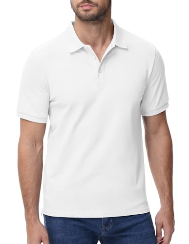 Image of MIER Men's Cotton Pique Polo Shirts, Short Sleeve Golf Work Casual Tops