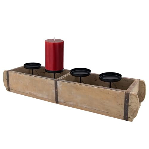 Adventsleuchter in Ziegelform für Stumpenkerzen - 60 x 15 cm - Holz...