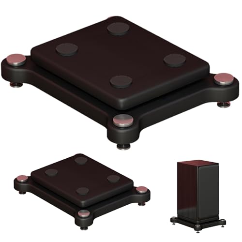 Supporto di isolamento per subwoofer a 2 livelli con chiodo fisso in rame base stabilizzatrice per altoparlanti in legno piattaforma di audio per studio casa ufficio2Pcs25x30cm