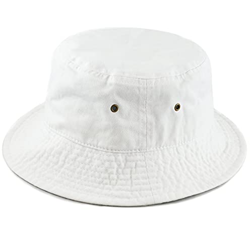 The Hat Depot 300N Unisex 100% Cotton Packable Summer Travel Bucket Sun Fishing Hat (S/M, White) #TOP3