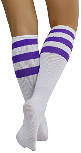 Image of ToBeInStyle Women's Premium Below Knee Athletic Socks w /Contrasting Wide Stripes