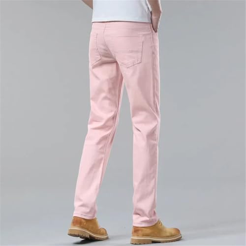 Men's Denim Pants Casual Slim Straight Solid Color Business Denim Pants4