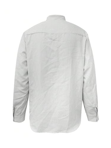 SHENHE Men's Striped Button Down Shirt Long Sleeve Banded Collar Business Casual Shirt Top2