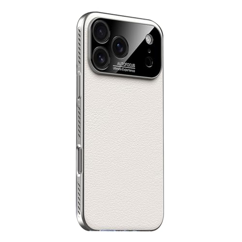 XINYANDIN 適用対象iPhone 17 Pro Max/17 Pro/17 Air/17 用電着ケース、スリムレザー放熱スマホケース一体型レンズ保護カバー,白,17 Pro