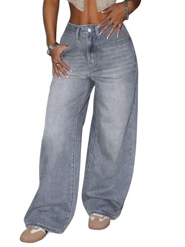Image of Glossia Denim Baggy Jeans for Woman | Wide Leg Jeans for Women | High Waist Jean's for Woman | Loose Fit Plus Size Denim Ladies Jean's for Women(WJ-2405-$)