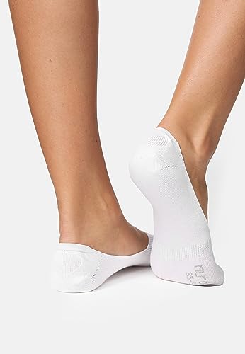 Nur Die 2er Pack Füssling aus Baumwolle unsichtbare kurze Socken rutschfest mit Silikon an der Ferse Damen, weiß, 39-42