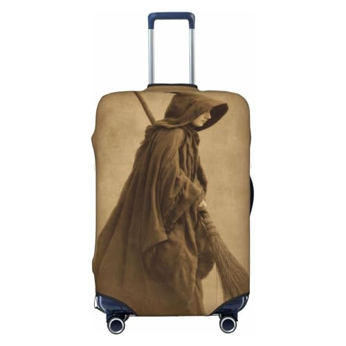 Witch With A Broom Vintage Elastic Travel Luggage Covers Dustproof Scratch-Resistant Suitcase Protector Fit 22-24 Inch