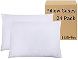 ZPECC White Pillow Cases Bulk 24 Pack - Queen Pillowcases with Envelope Closure, Soft Brushed Microfiber Pillow Cover for Hotel Airb&bs Hospital Bedding Essential