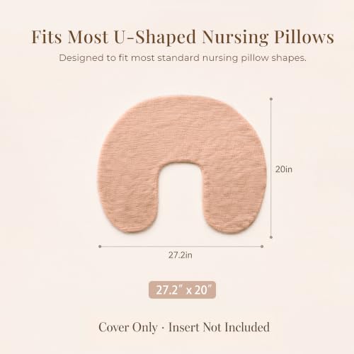 Image of Konssy 2-Pack Muslin Nursing Pillow Covers, Toffee Soft Slipcover for Baby