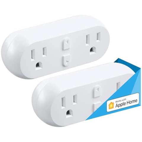 Meross WiFi Dual Smart Plug, 15A 2-in-1 Smart Outlet, Support Apple HomeKit, Siri, Alexa, Echo, Google Home and SmartThings, Voice & Remote Control, Timer, No Hub Required, 2.4G Only, 2 Pack Cover