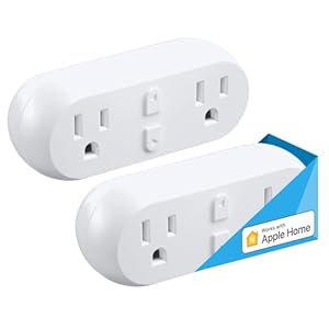 meross WiFi Dual Smart Plug, 15A 2-in-1 Smart Outlet, Support Apple HomeKit, Siri, Alexa, Echo, Google Home and SmartThings, Voice & Remote Control, Timer, No Hub Required, 2.4G Only, 2 Pack