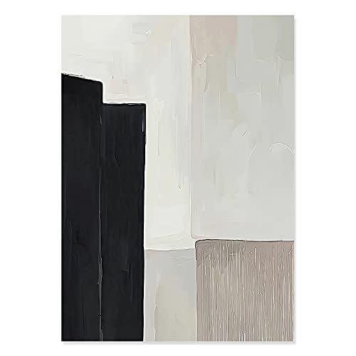 Art mural affiche abstrait noir et beige pour habiller un grand mur nu