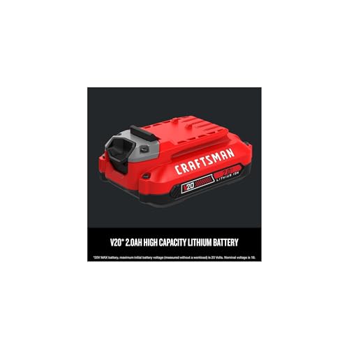CRAFTSMAN V20 Lithium Ion Battery, 2.0-Amp Hour, 2 Pack (CMCB202-2)