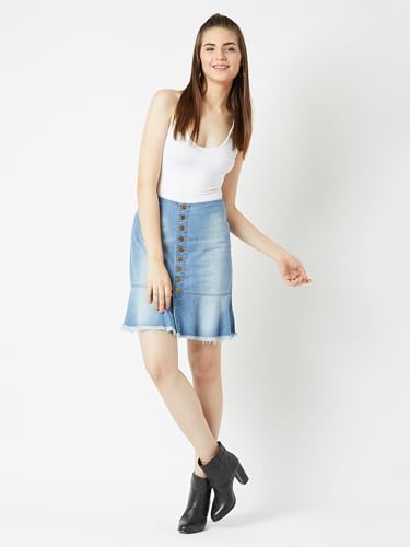Image of Miss Chase Women's Straight High Rise Mini Denim Skirt