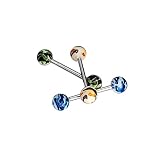 flexible shaft coupling cad  14ga-5/8(16mm) Flexible Shaft American Flag Nipple Tongue Straight Barbell by BodyJewelryOnline