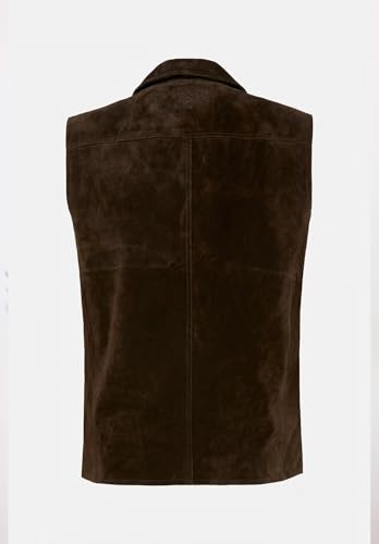 Men's Suede Leather Suit Vest With Lapel Formal Business Western Cowboy Waistcoat 5