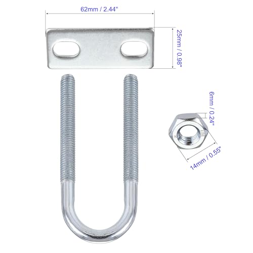 MACHSWON Round U-Bolt,2 Set Zinc Plated Alloy Steel M8 U Bolts 25mm(1") Inner Width 90mm Length with Nuts and Frame Plate for Automobiles Boat Trailer - Image 3